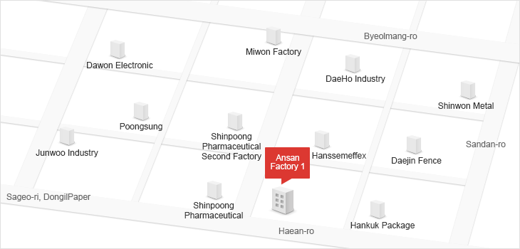 From DongyangTechpil intersection, go straight for 55oM towards Dongil Paper to get to LOTTE ALUMINIUM’sAnsan Factory 1.