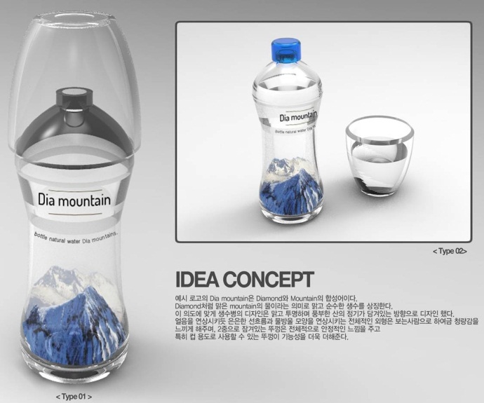 제2회 롯데디자인스토리 장려상, 한남대 박성현, 류우현, 특별부문 생수 500ml PET병 Dia mountain